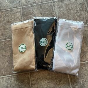 NEW 3 Pairs Unisex Compression Socks Beige White Black L/XL